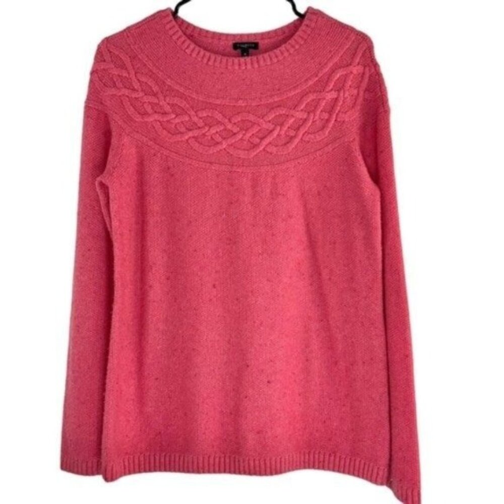 Talbots Pink Cable Knit Pullover Sweater